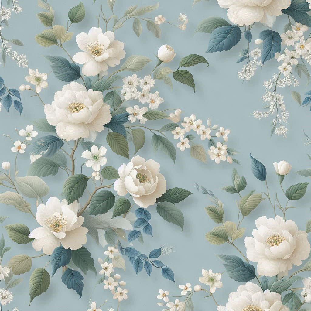 aegea blue floral wallpaper