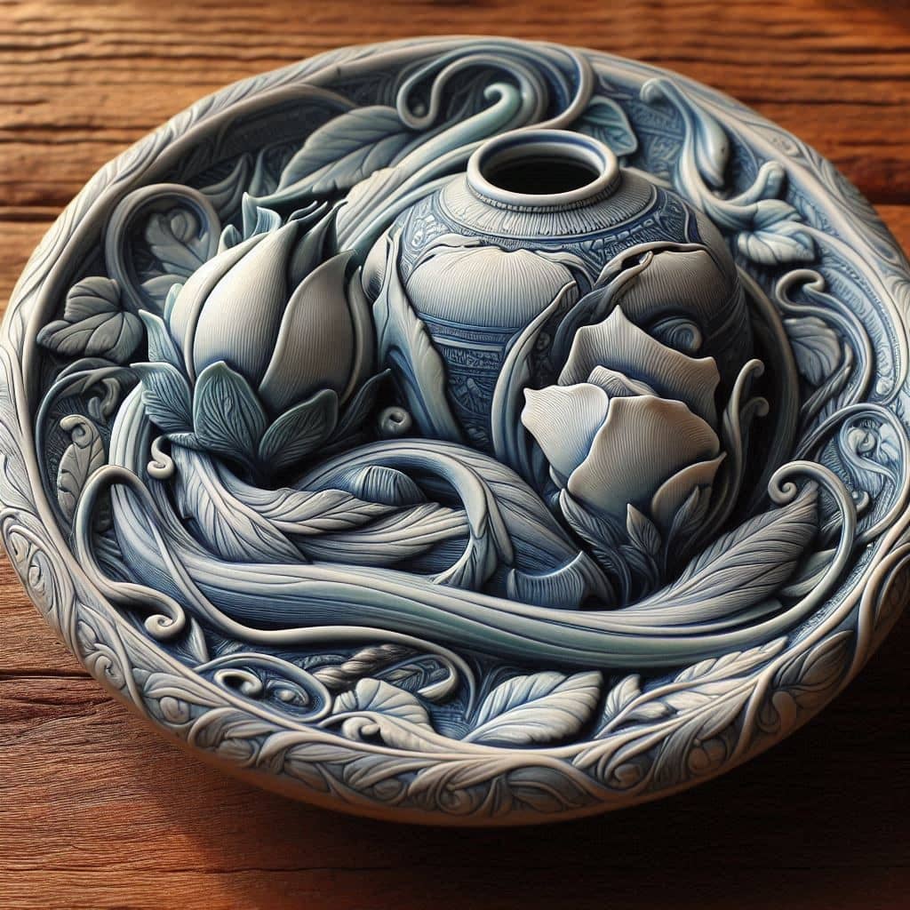 roseville pottery blue thorn piece