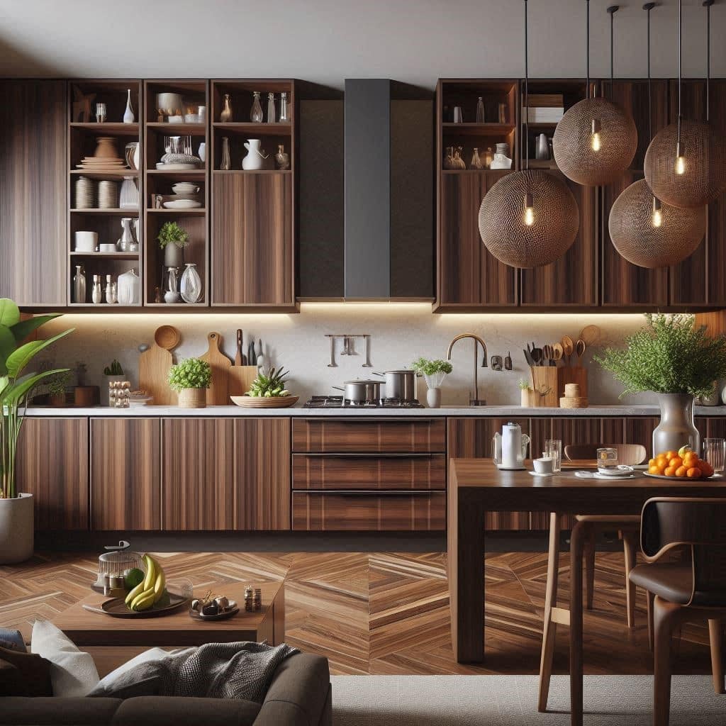 Tannis Modern Dark Walnut Finished Kitchen Cabinet